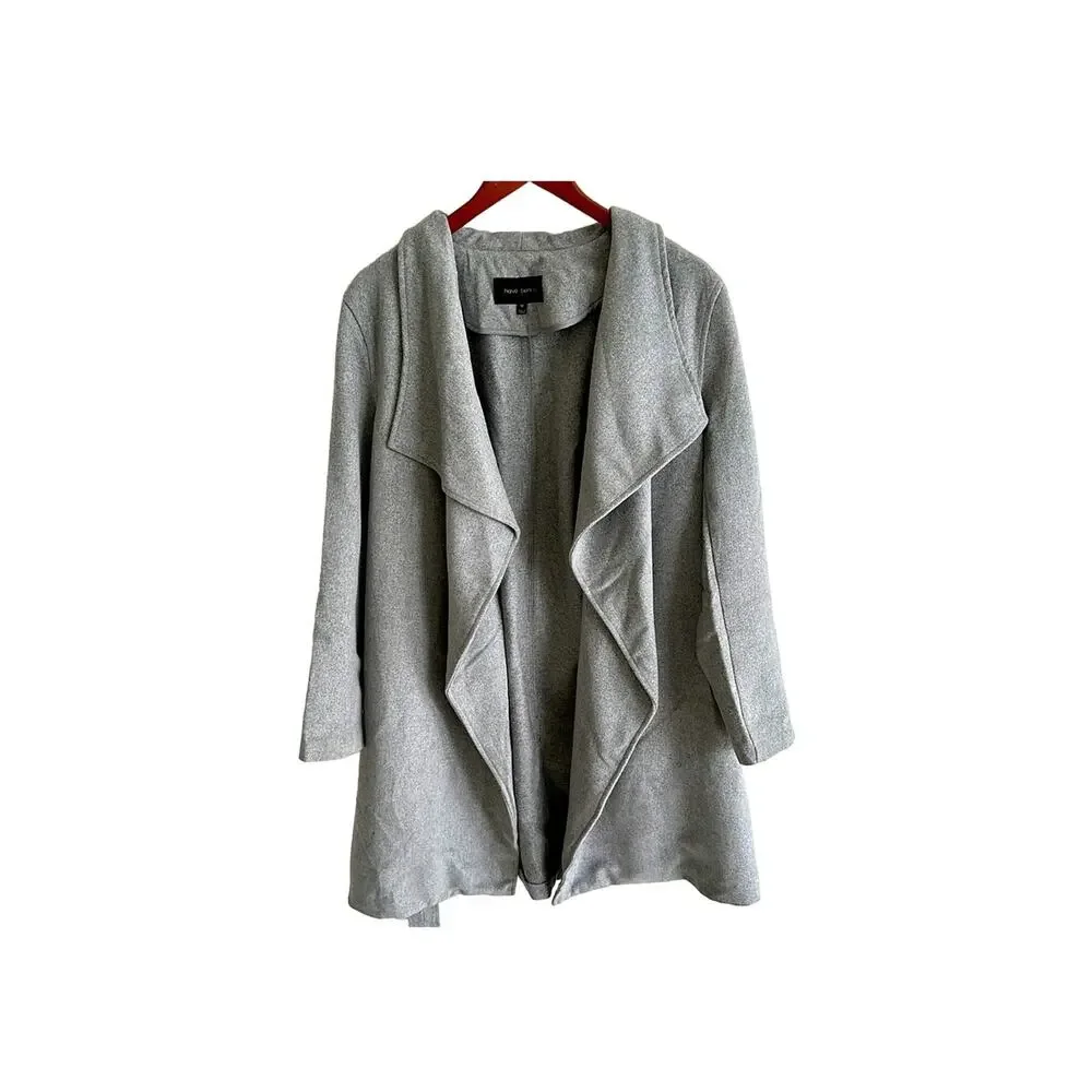 Harve Benard Preppy Grey Wool Blend Tie Wrap Trench Coat Size Women's Medium